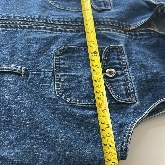 Vtg Paul Harris Denim Full Zip  pockets Vest denim on denim utility - Picture 6 of 9